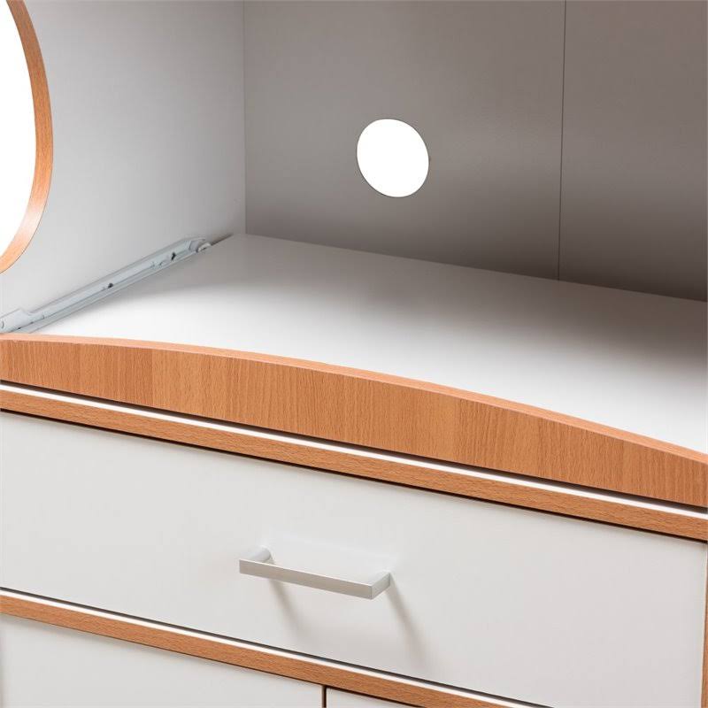 Beech Brown and White Kitchen Cabinet M277408