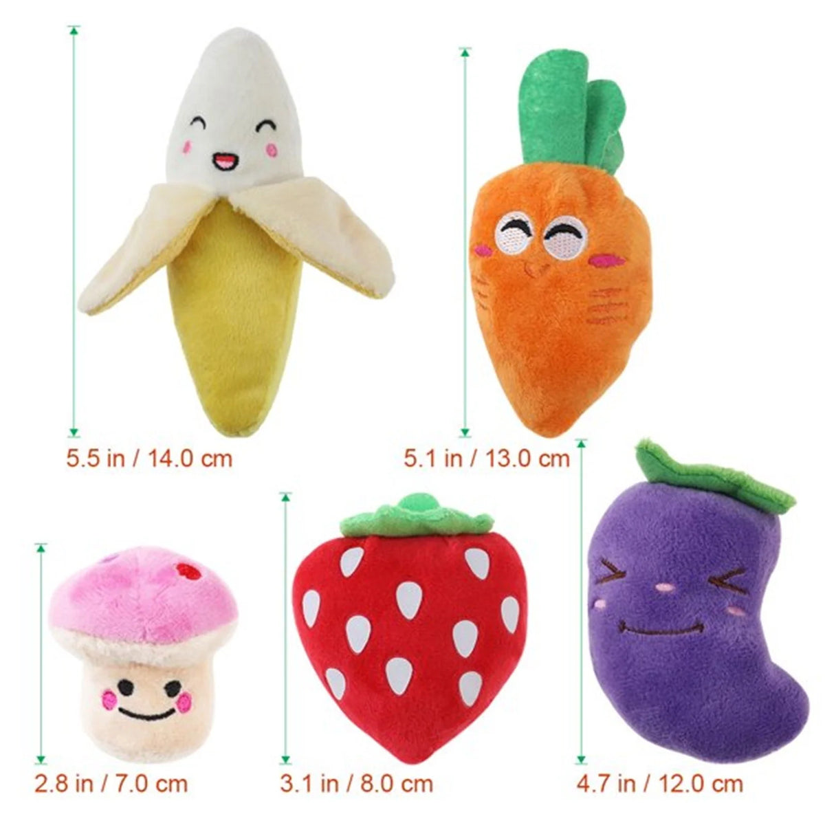 5 Pack Dog Squeaky Toys Plush Fruits Snacks and Vegetables Dog Toys J7977