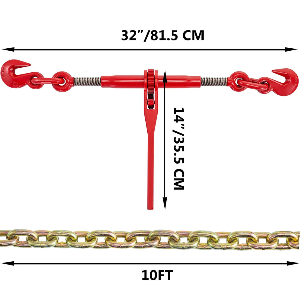 Chain and Binder Kit 3/8in-1/2in with Ratchet Binders and G70 Hooks B837899