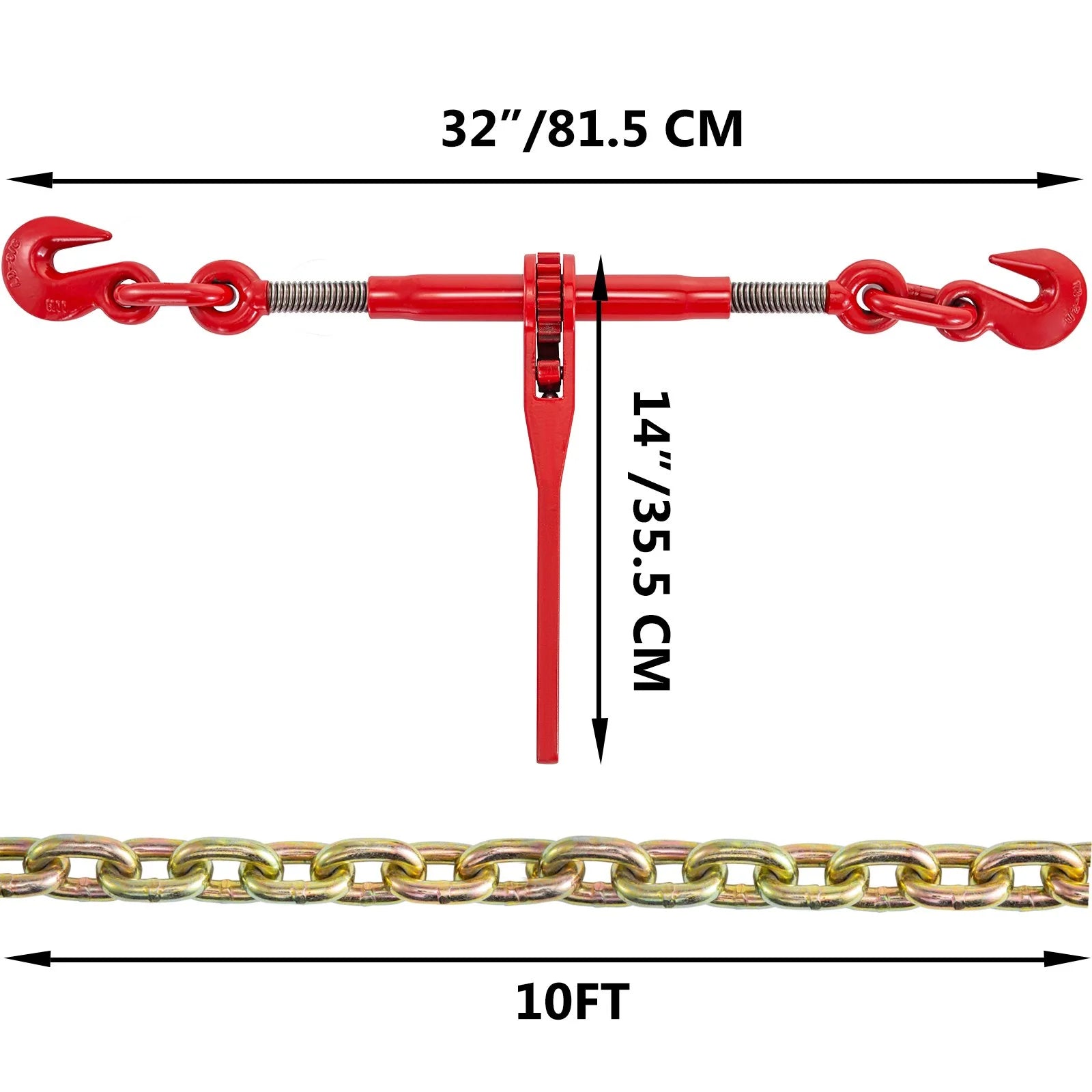 Chain and Binder Kit 3/8in-1/2in with Ratchet Binders and G70 Hooks B837899