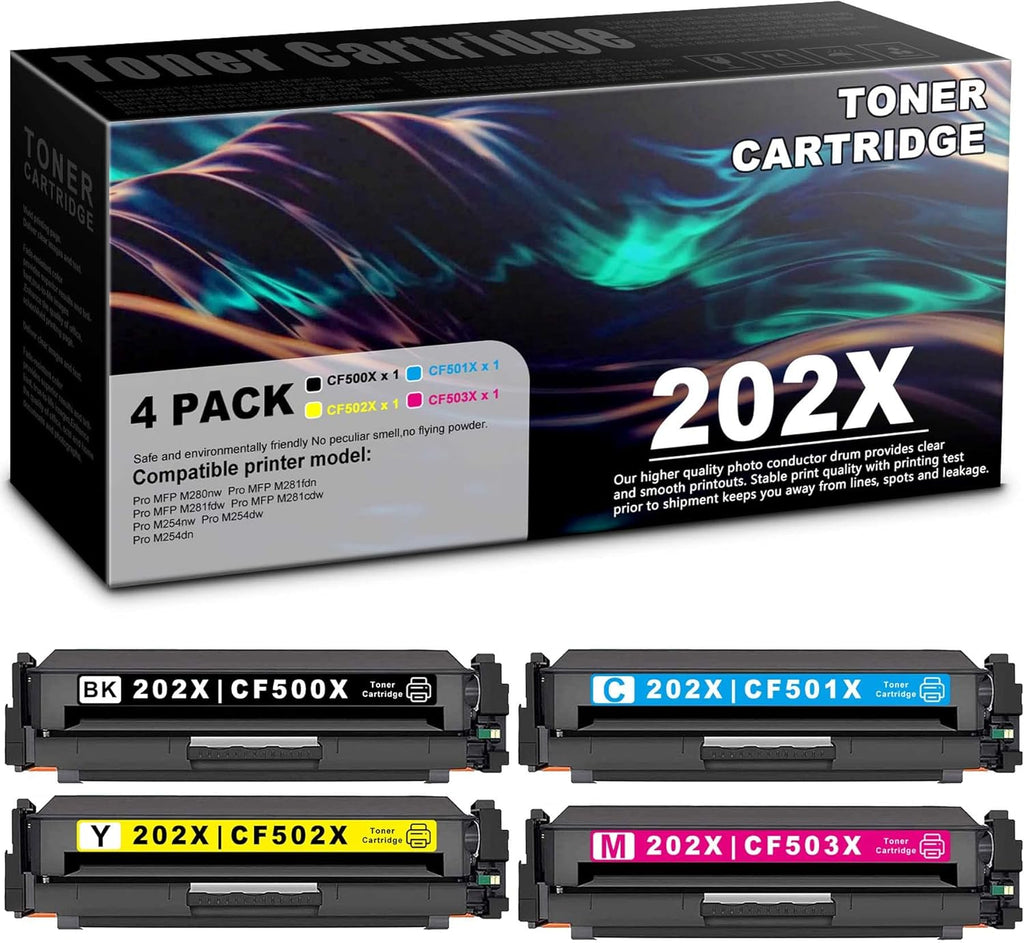 4 Pack Compatible Toner Cartridge for HP Color Pro M254dw M254dn M254nw M281cdw M281fdw M280nw M281fdn Printer A1286