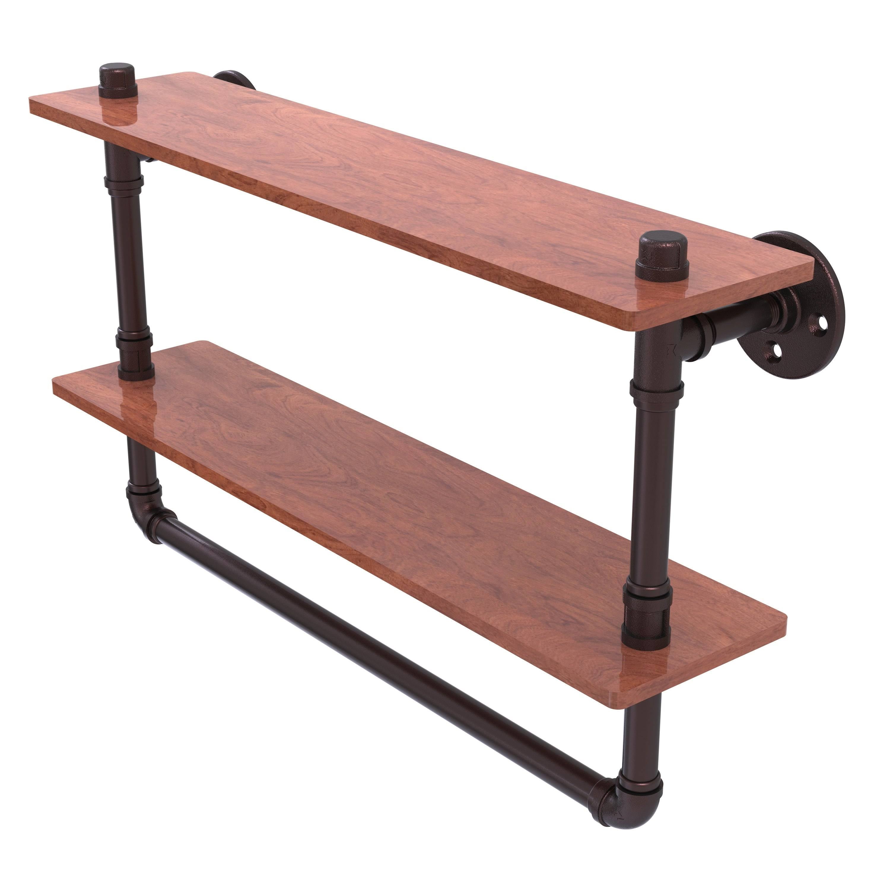 Satin Nickel Ironwood Shelf with Towel Bar S4276
