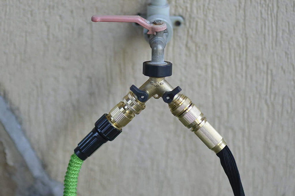 Solid Brass 3/4 inch GHT Garden Hose Quick Connector Set, Pack of 2 E4069