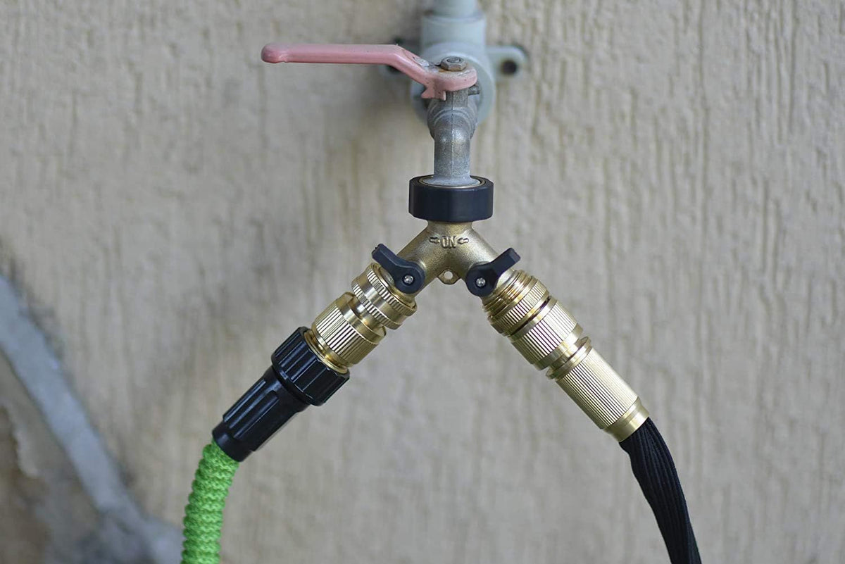 Solid Brass 3/4 inch GHT Garden Hose Quick Connector Set, Pack of 2 E4069