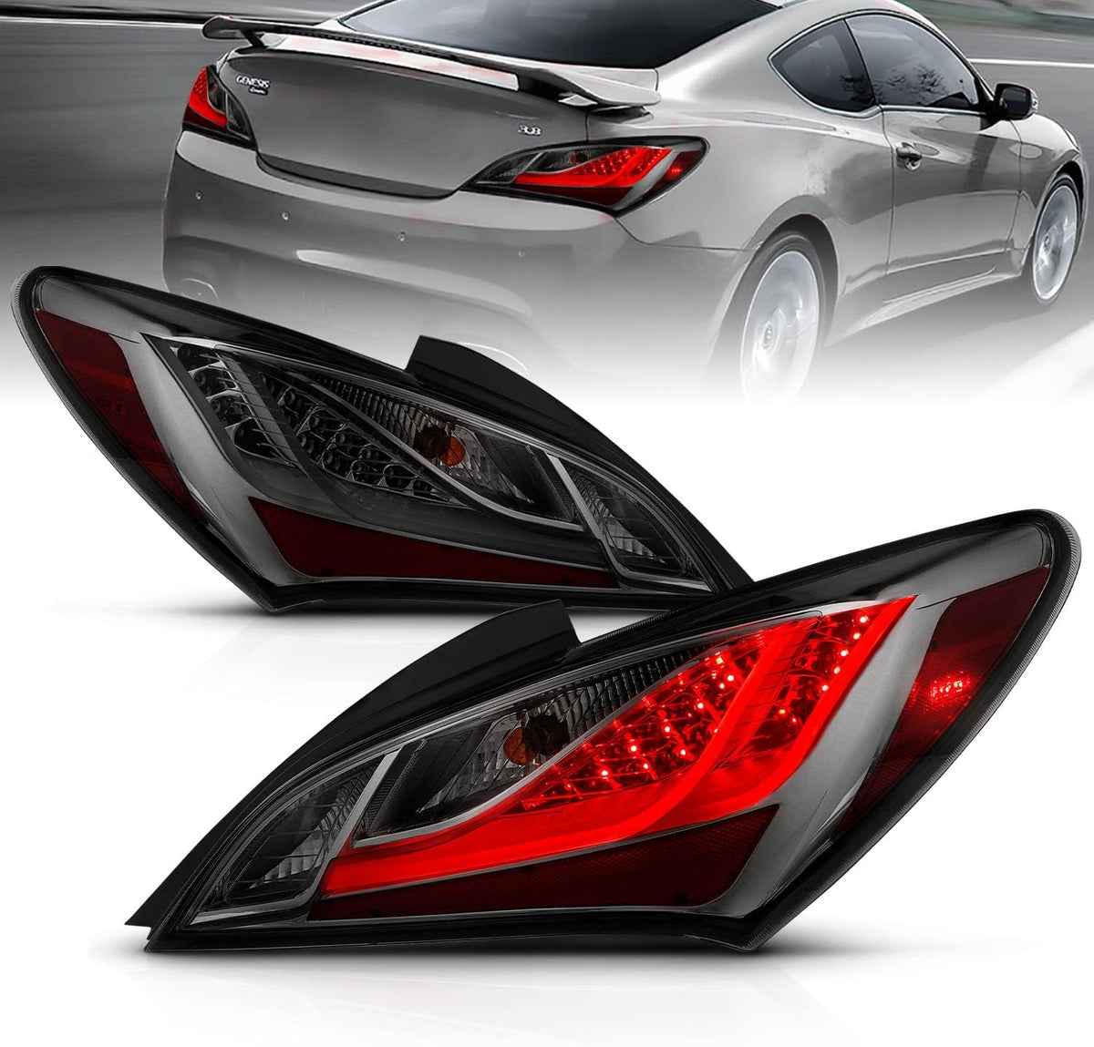 Smoke Lens LED Bar Taillights Set for Hyundai Genesis Coupe Y606293