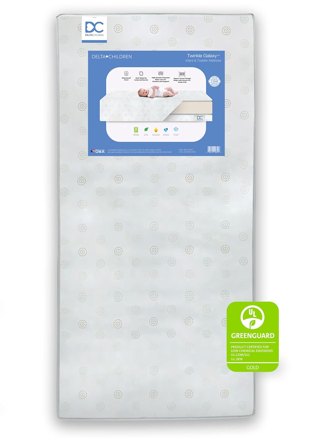 Baby Shark Plastic Toddler Bed and Twinkle Galaxy Dual Sided Crib and Toddler Mattress Bundle V3500