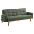 Green Tufted Fabric Sofa Futon Bed with Wooden Legs P305