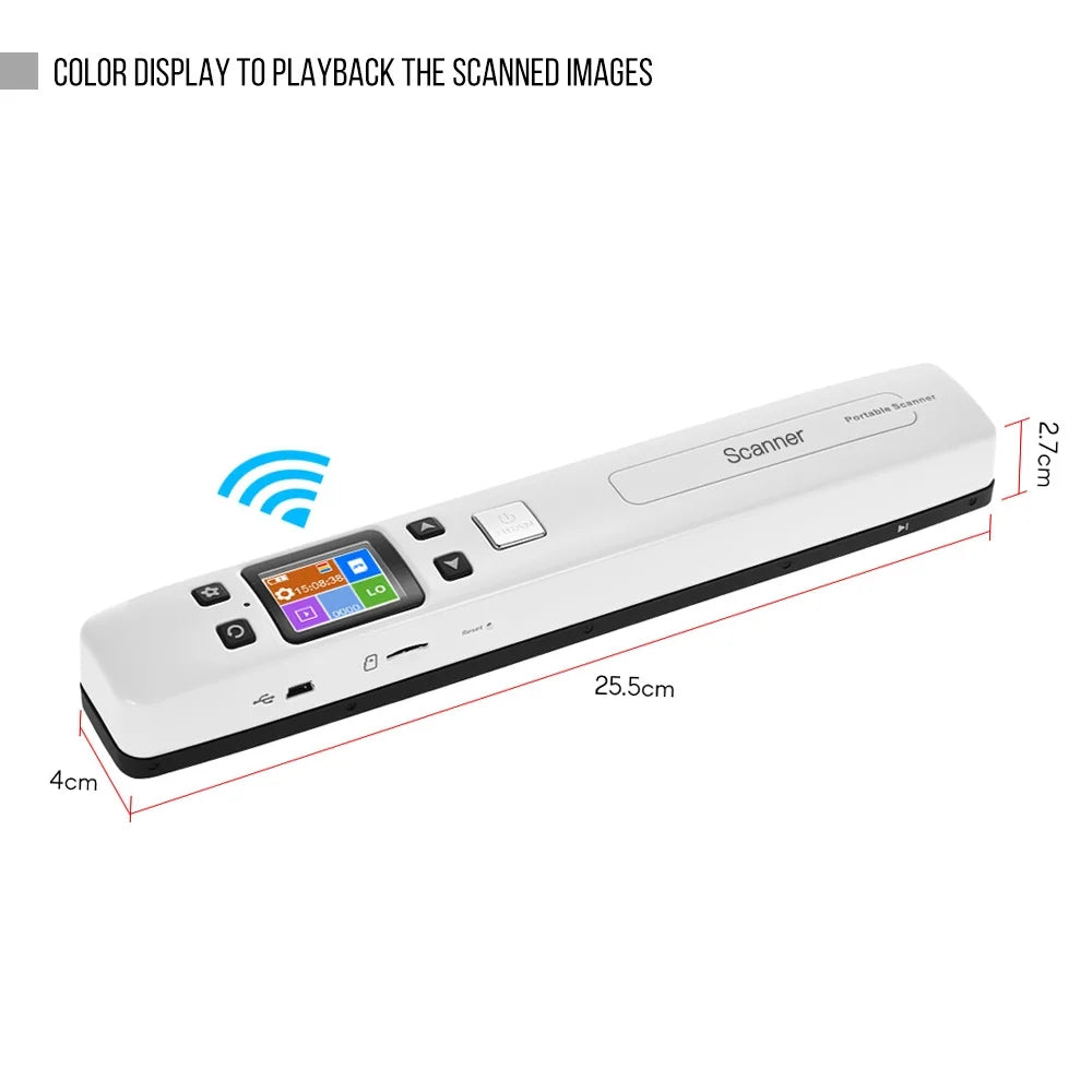 Portable Wand Document Scanner A4 Size 1050DPI LCD Display G315914