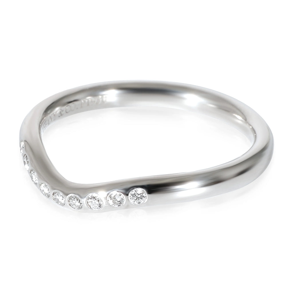 Platinum Curved Wedding Band 0.07 CTW A11044