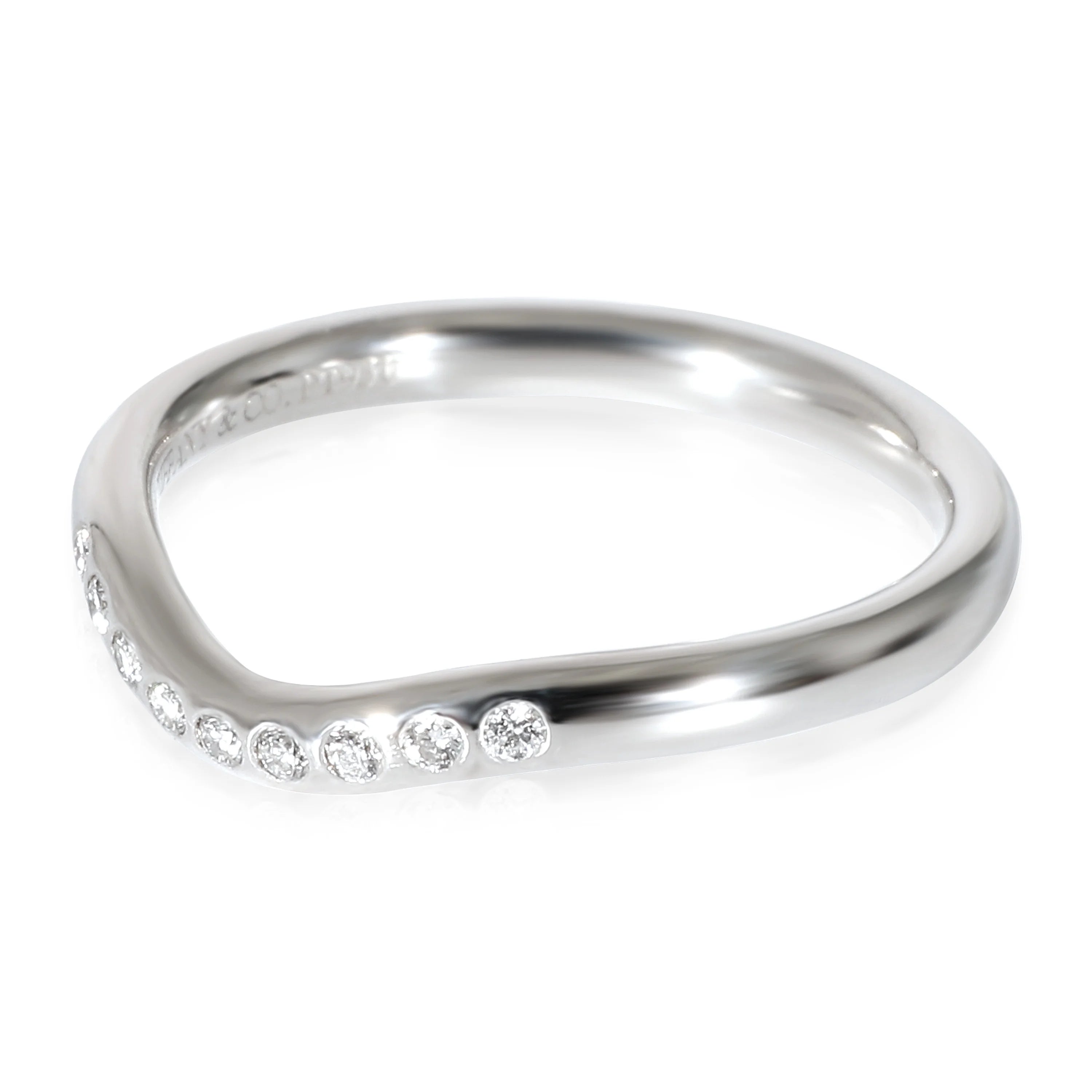 Platinum Curved Wedding Band 0.07 CTW A11044