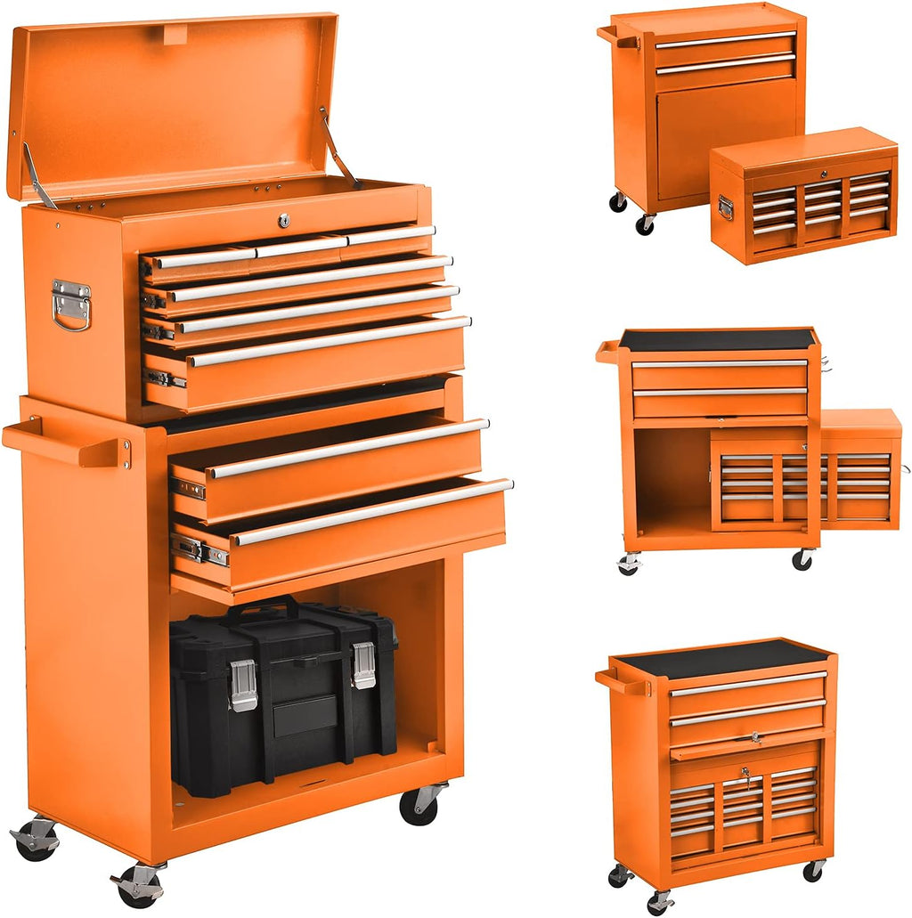 8-Drawer Rolling Tool Chest with 4 Wheels and Lock L408586