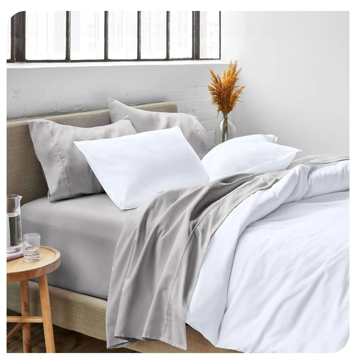Light Grey 4 Piece Flex King Microfiber Bed Sheet Set T4682