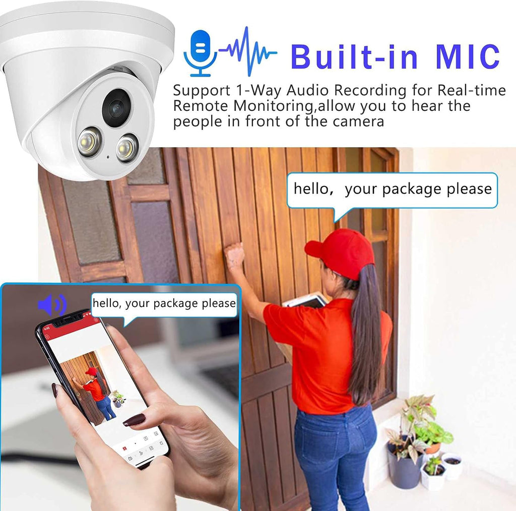 4K 8MP Full Color POE IP Turret Security Camera R37189