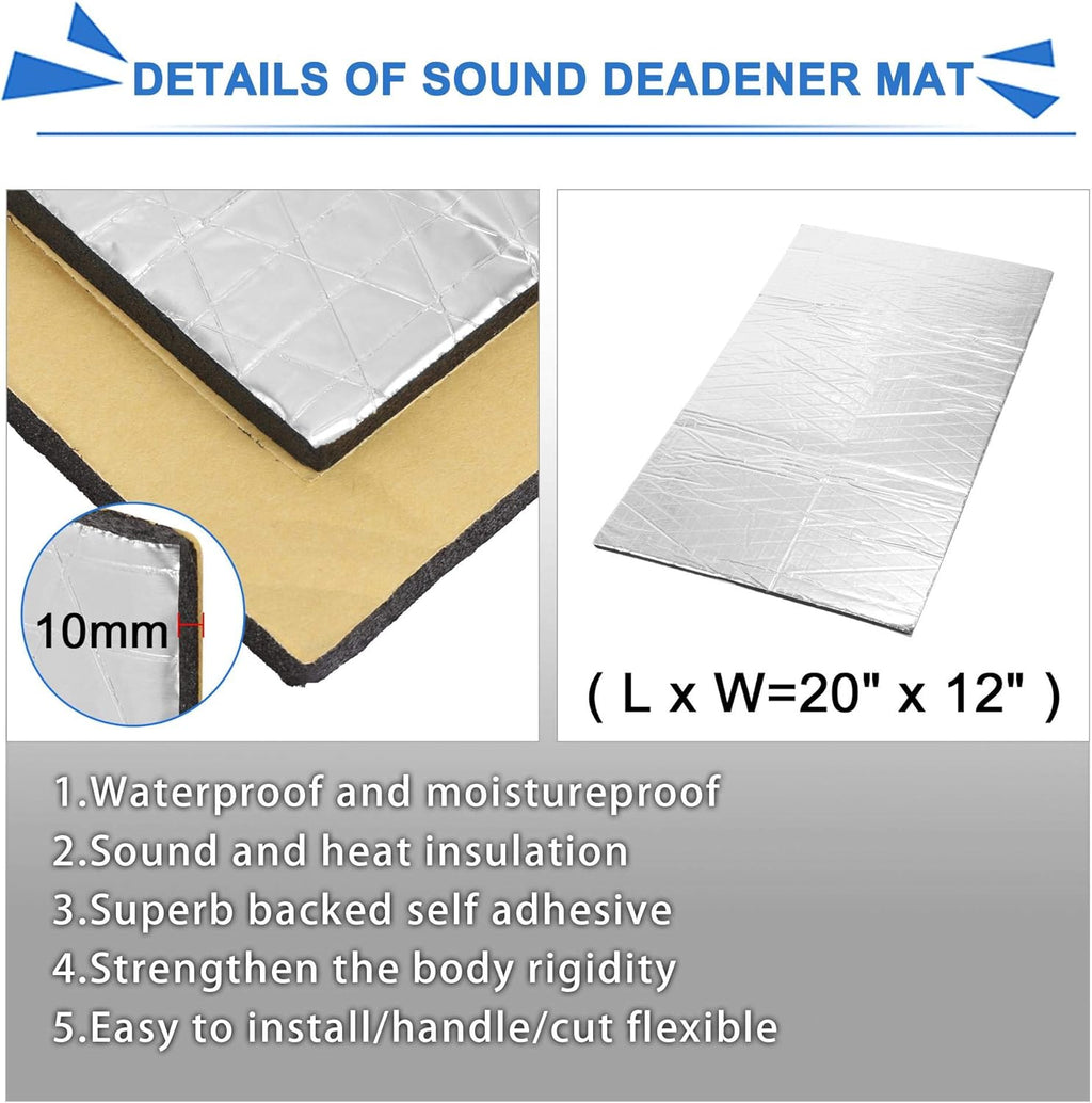 18pcs 10mm Car Sound Deadener Insulation Mat F2887