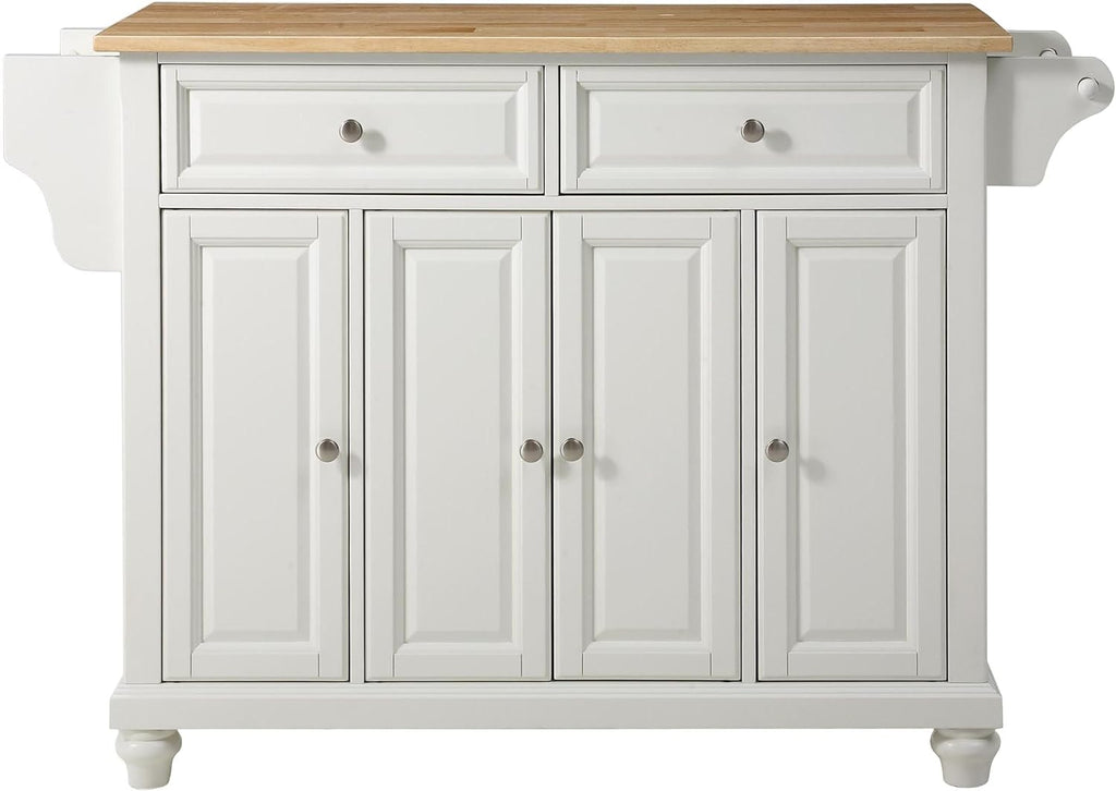 White Full Size Kitchen Island with Solid Granite Top H845