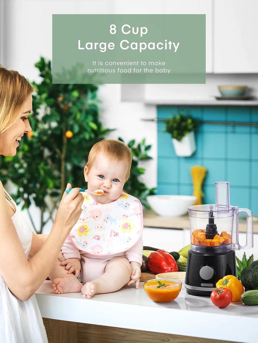 8-Cup Food Processor & Vegetable Chopper with 6 Functions A345