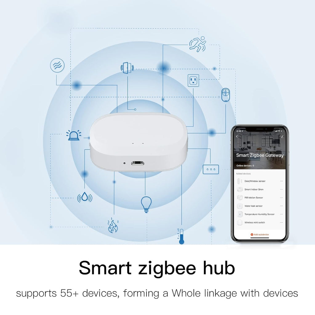 4 Piece Wireless Home Security System Kit with Door Window Sensor, WiFi Indoor Camera, Smart Hub, PIR Motion Detector M1336
