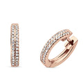 14K Rose Gold Hinged Huggie Hoop Diamond Stud Earrings H9612