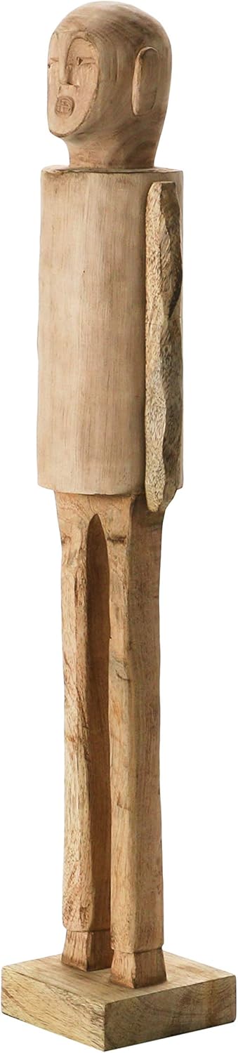 Hand-Carved Mango Wood Standing Figure Décor, Brown Pack of 2 U20721
