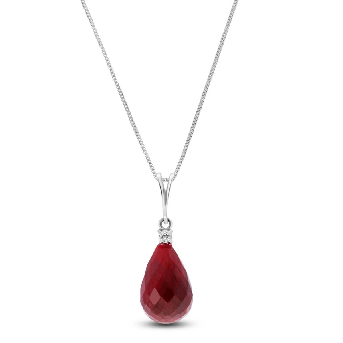 14k 18" Solid White Gold Necklace Diamond Ruby T65837