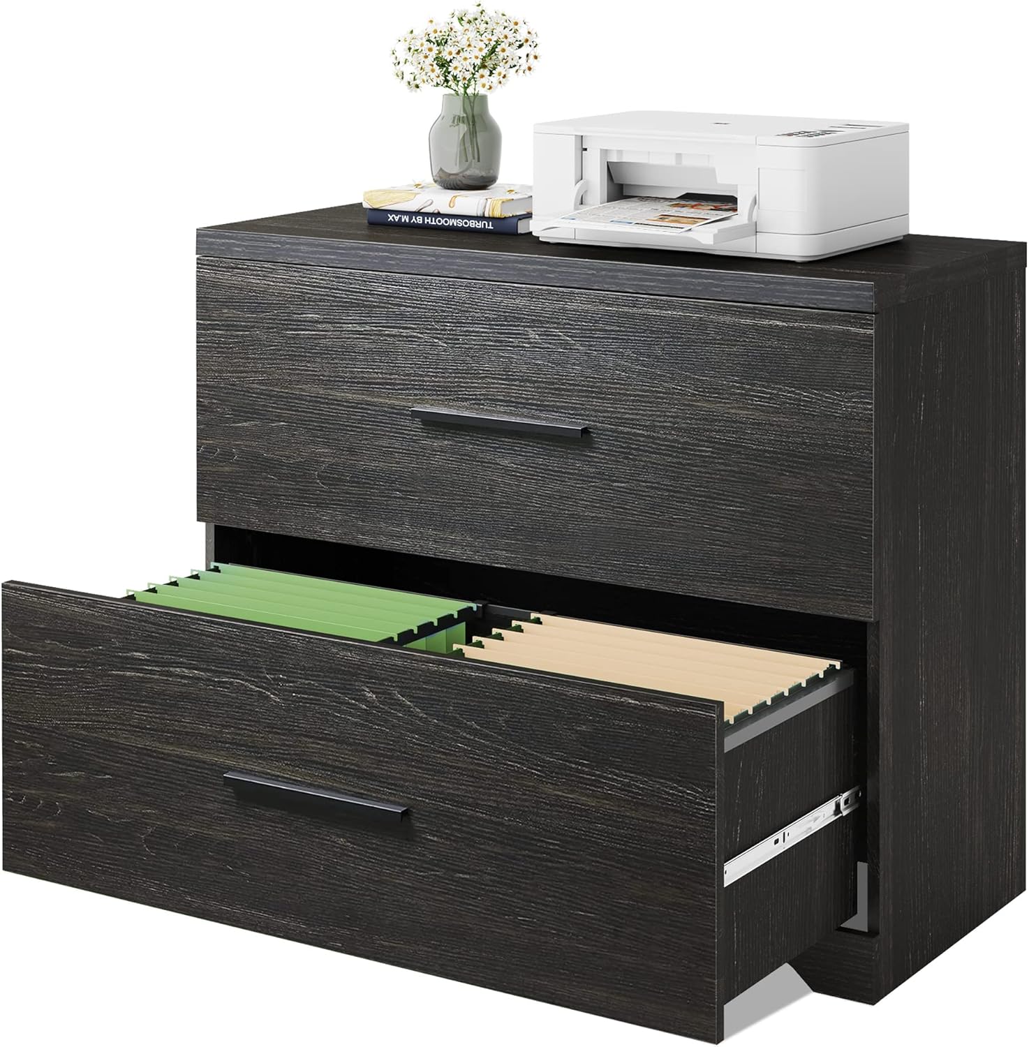 Gray Oak 2 Drawer Wood Lateral File Cabinet G903