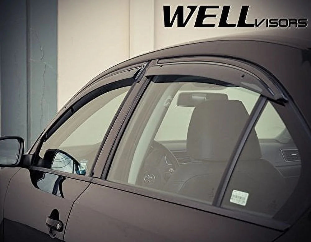 Side Window Wind Deflector Visors with Black Trim T7423