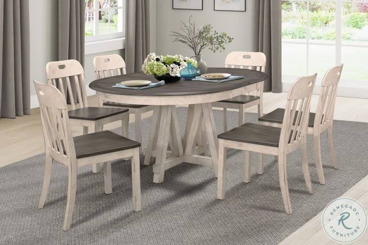 Antique White and Gray Side Chair Set of 2 J2146