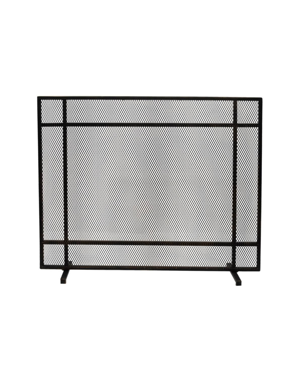 Black Brushed Gold Single Panel Iron Fire Screen H159375