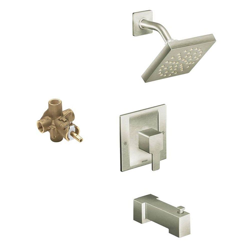 Brushed Nickel Rain Shower and Spout G691