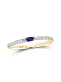 Baguette Blue Sapphire Diamond Band Ring 1/5 Cttw M677