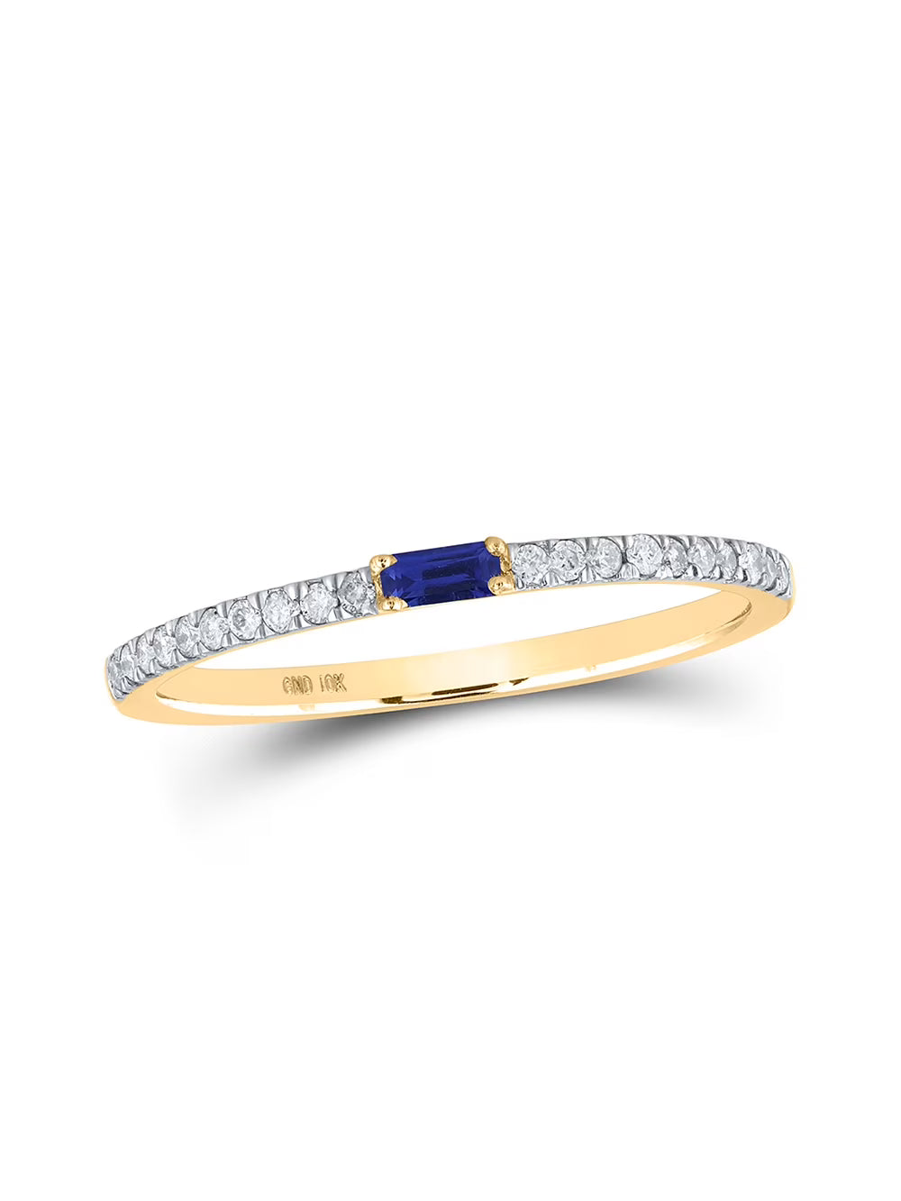 Baguette Blue Sapphire Diamond Band Ring 1/5 Cttw M677