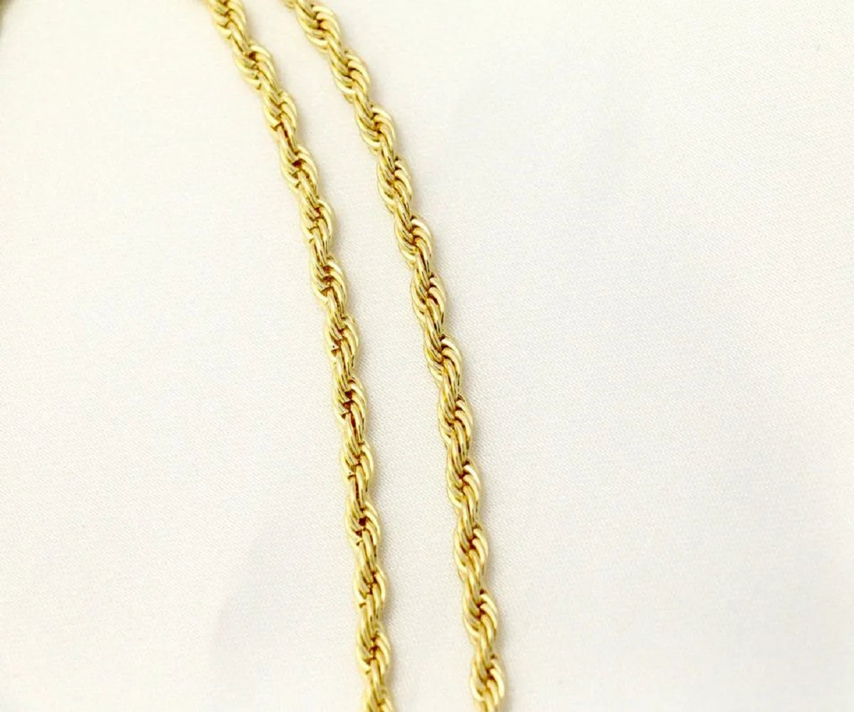 14K Bonded Gold Rope Chain Necklace with Horse Charm and Gift Box/Bag U207198