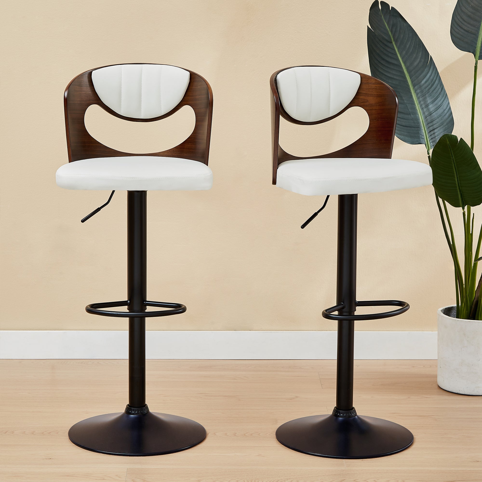 White Adjustable Swivel Bar Stools Set of 4 O86042