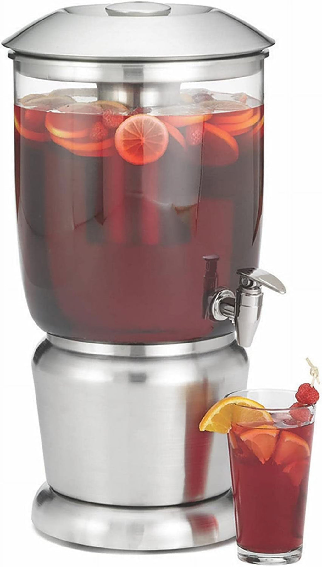 Gallon Drink Dispenser with Fruit Infuser & Stand, Tritan Stainless Steel Y4021