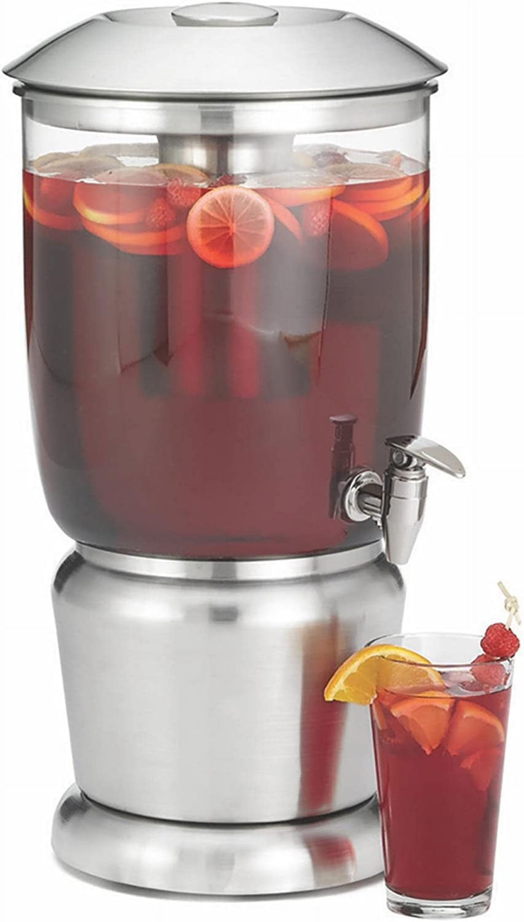 Gallon Drink Dispenser with Fruit Infuser & Stand, Tritan Stainless Steel Y4021