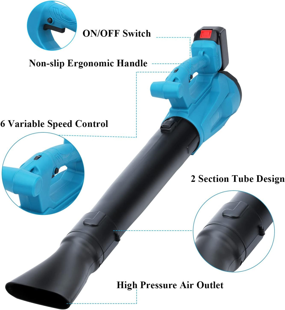 Cordless Handheld Leaf Blower with 4.0Ah Battery & Charger, 6-Speed Dial, Pack of 2 M6976