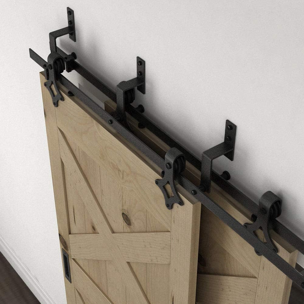 5 Pack Wall-Mount Matte Black Steel Bypass Bracket for Sliding Barn Door Hardware L217779