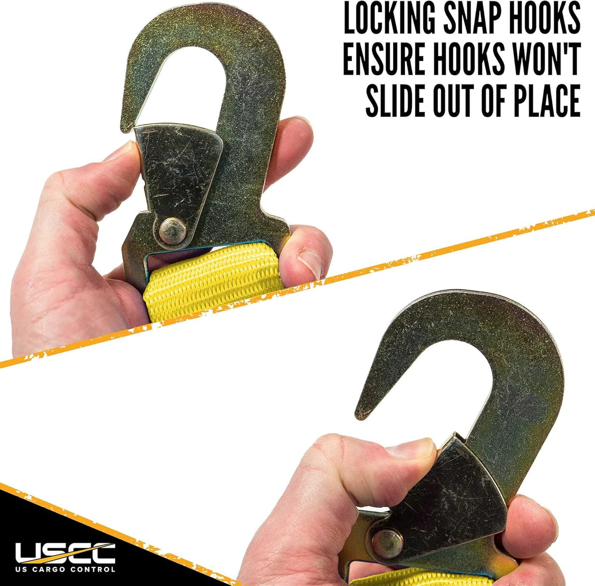 2 Inch Wide x 27 Foot Long Yellow Ratchet Straps with Snap Hook - 4 Pack E604