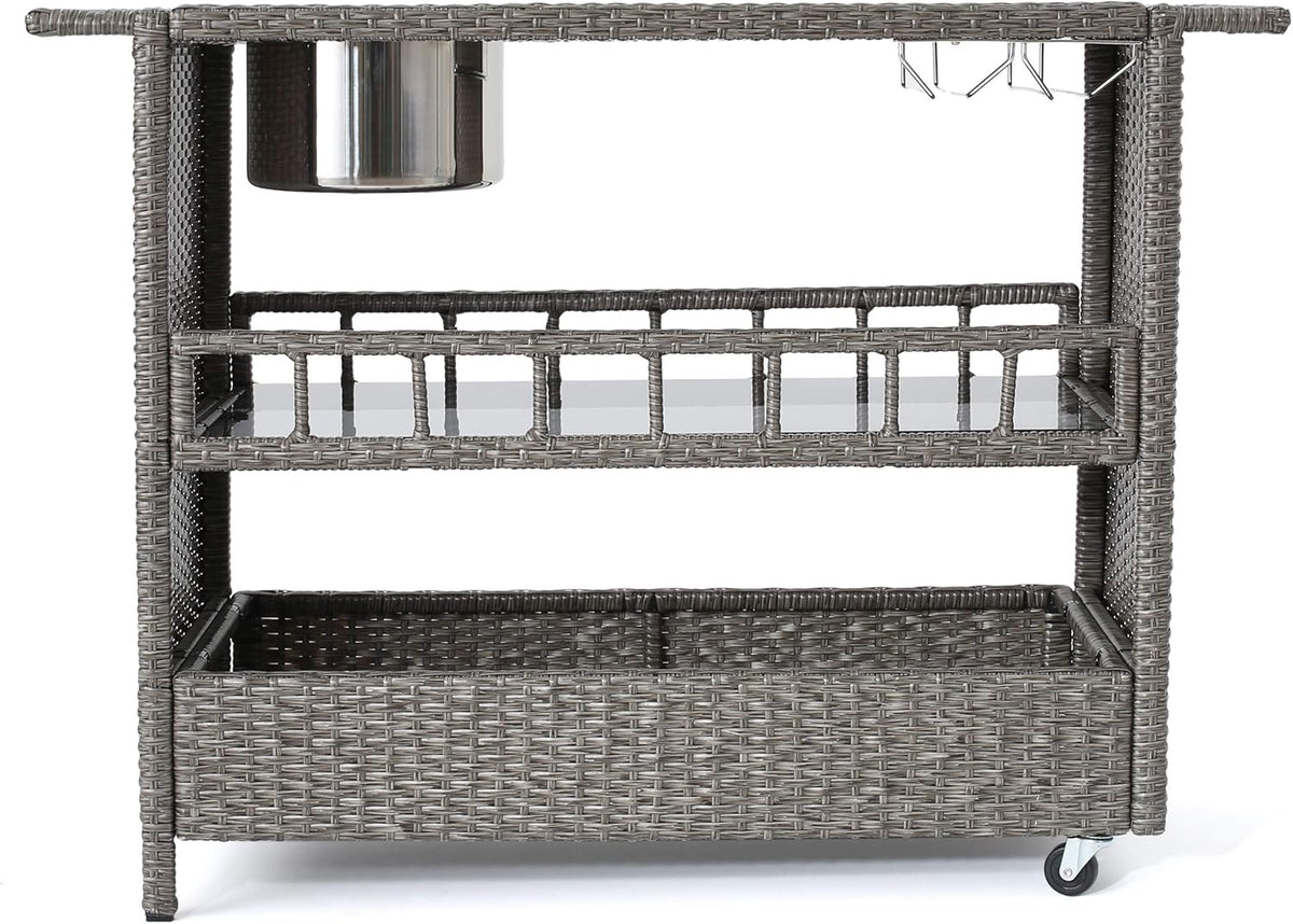 Mixed Black Outdoor Wicker Barcart R941