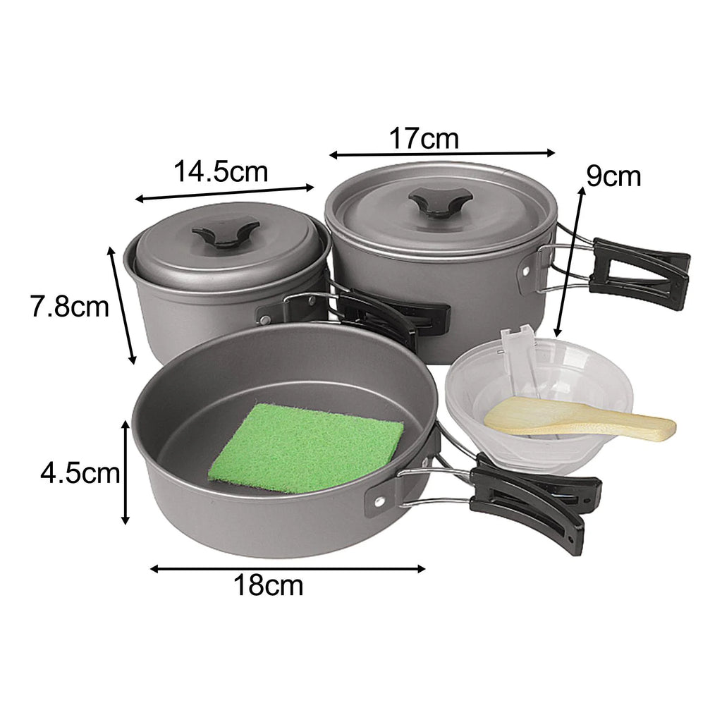Camping Cookware Set Pot and Pan Compact Lightweight E51526