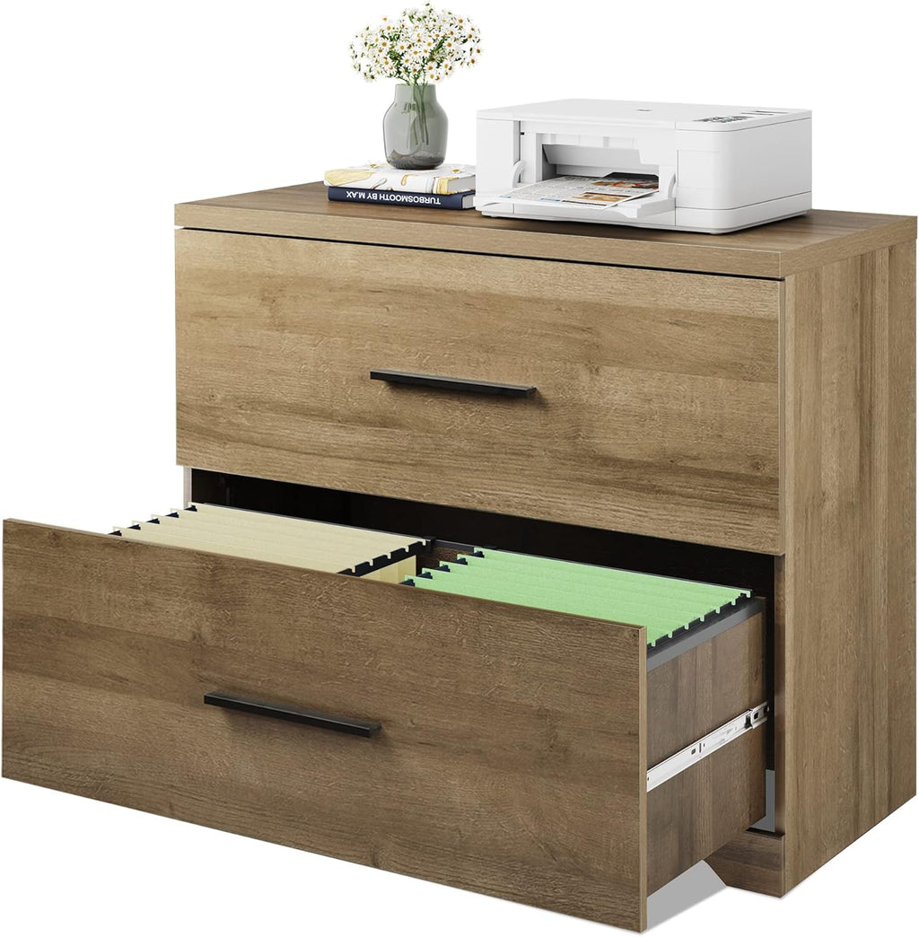 Gray Oak 2 Drawer Wood Lateral File Cabinet G903