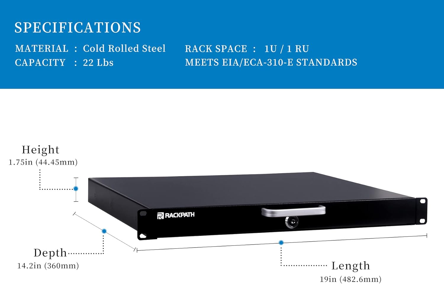 1U Rack Mount Drawer with Lock and Key K638257