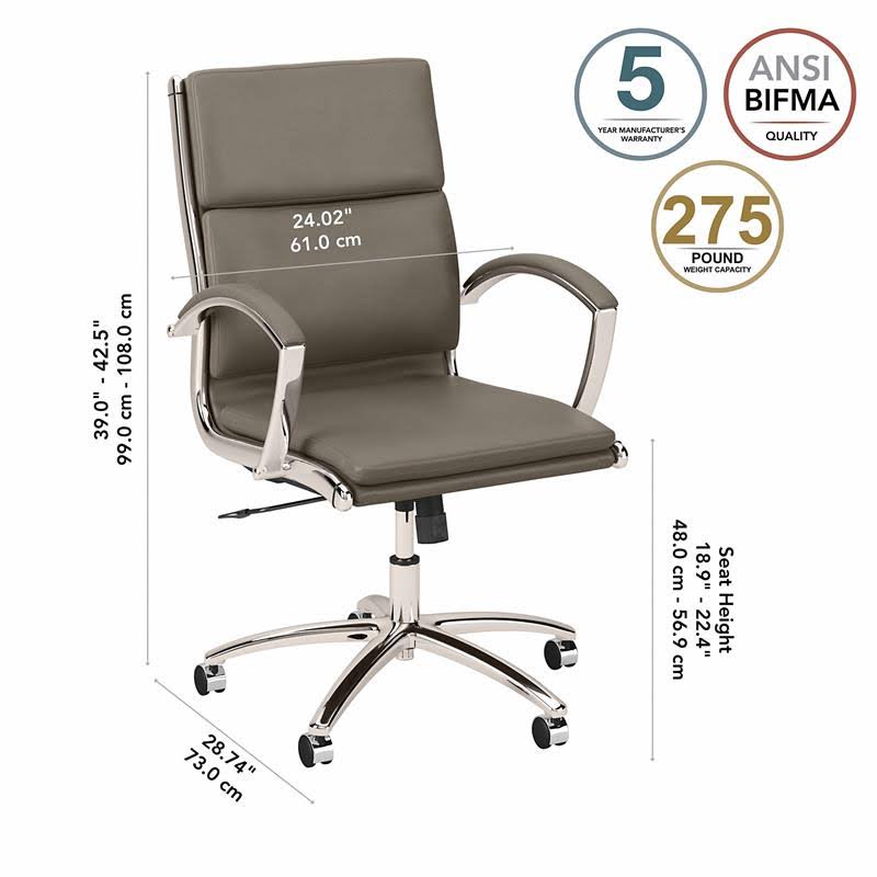 Washed Gray Leather Executive Desk Chair I152883