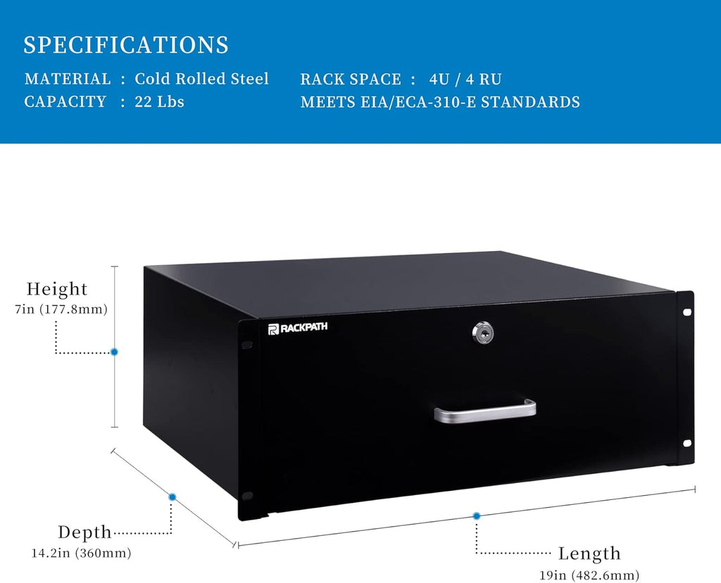 1U Rack Mount Drawer with Lock and Key K638257