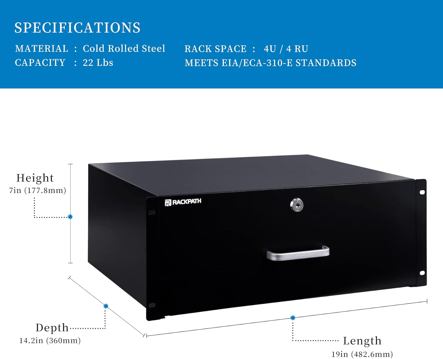 1U Rack Mount Drawer with Lock and Key K638257