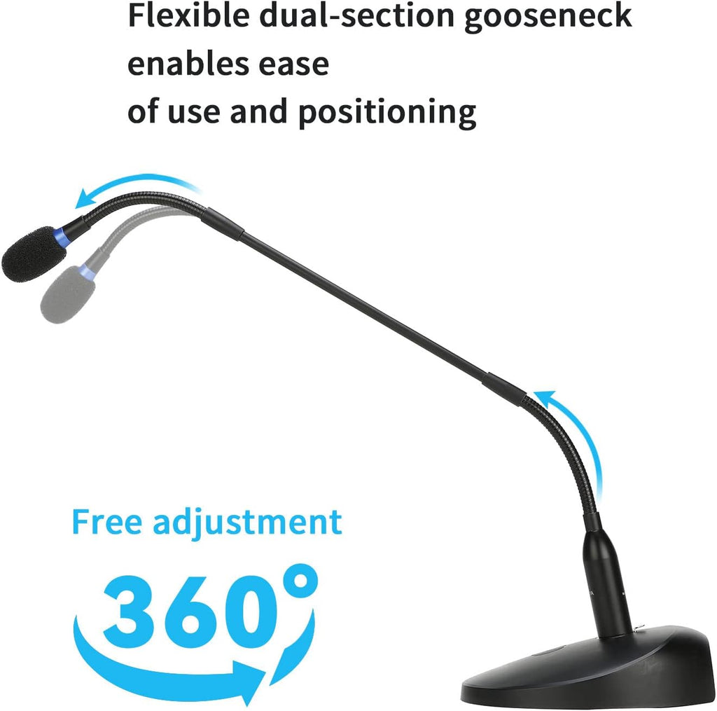 Desktop Gooseneck Condenser Microphone 18" with Mute Button LED Indicator XLR Mic C62939