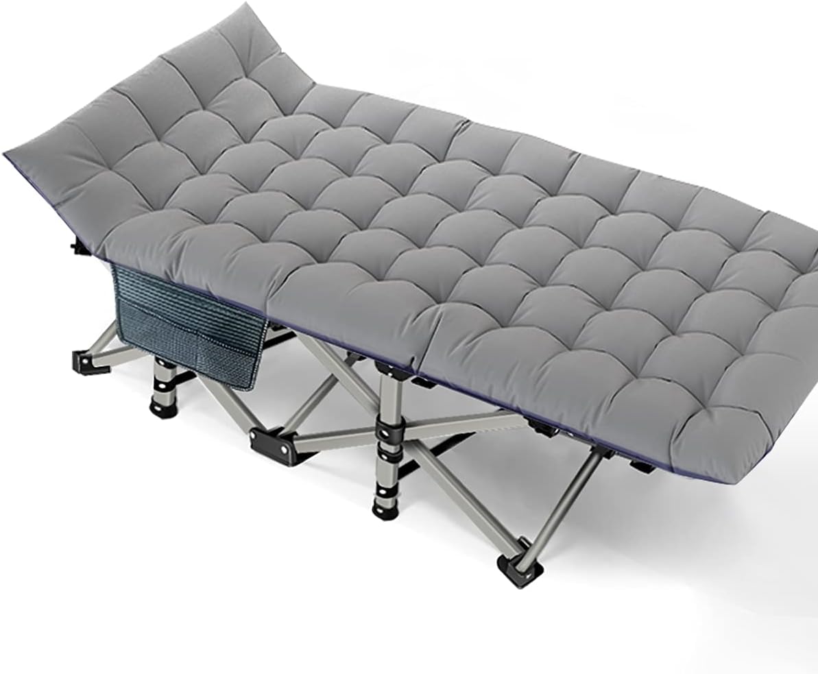 Portable Heavy Duty Outdoor Sleeping Cot with Carry Bag (Grey+ Pad) W258922
