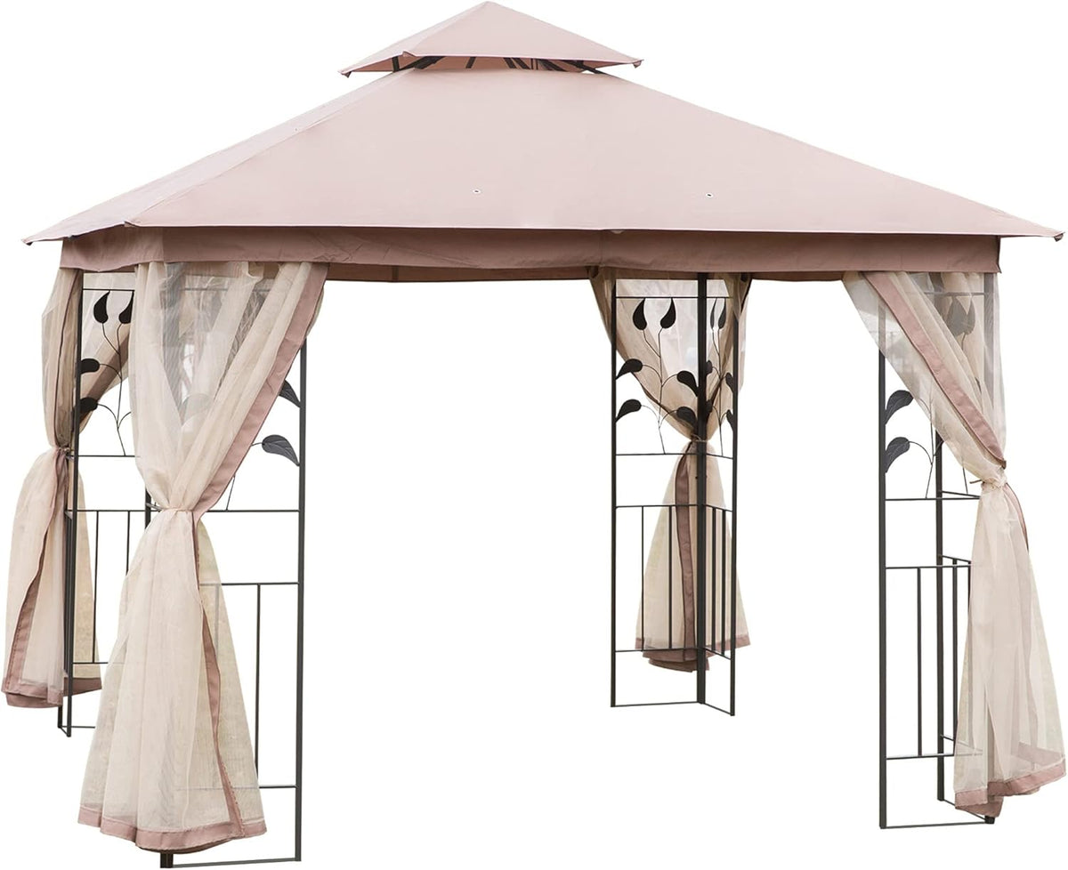 Grey 10' x 10' Outdoor Patio Gazebo Canopy with Steel Frame B8917