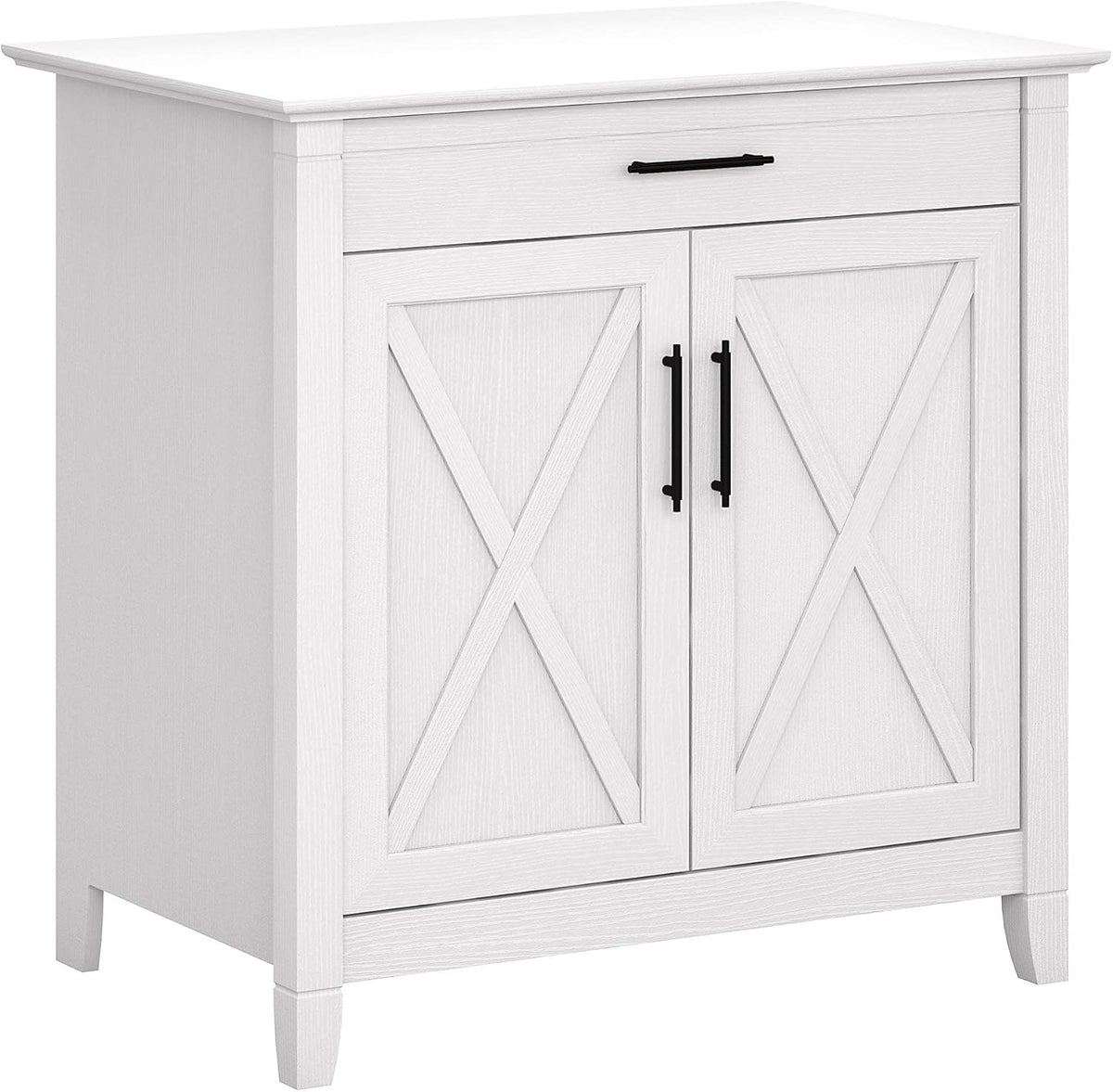 Washed Gray Secretary Desk with Keyboard Tray and Storage Cabinet D82756