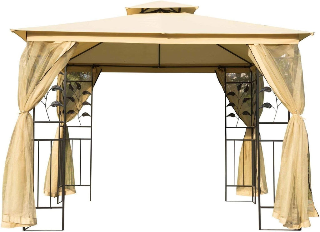 Grey 10' x 10' Outdoor Patio Gazebo Canopy with Steel Frame B8917